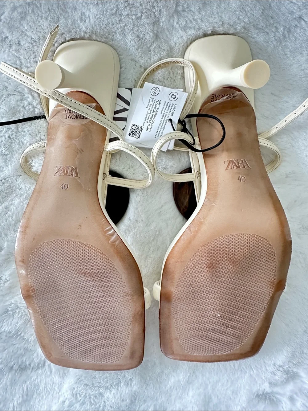 ZARA Cream Sandals with Brown and Tan Gem Accents - Picture 5 of 14